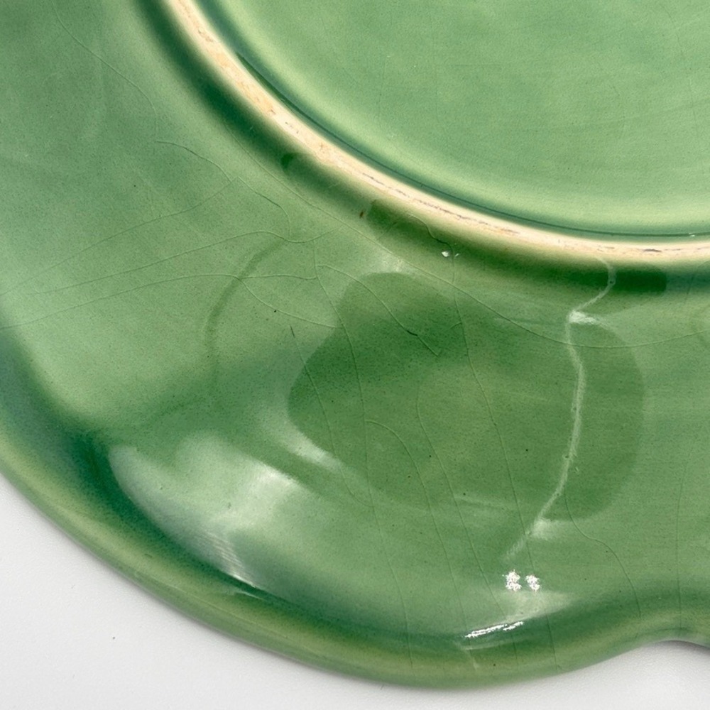 Bordallo Pinheiro Cabbage Leaf 9.25 Inch Luncheon Plate Green Vintage Crazing - Picture 9 of 10